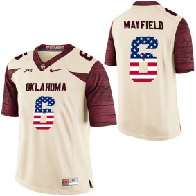 2017 US Flag Fashion Male Oklahoma Sooners #6 Baker Mayfield White College Football Limited Jersey