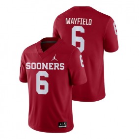 Male Oklahoma Sooners Jordan Brand #6 Crimson Baker Mayfield Game College Football Jersey