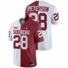 Men's Oklahoma Sooners Adrian Peterson White Crimson Split Jersey