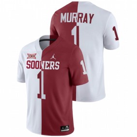 Men's Oklahoma Sooners Kyler Murray White Crimson Split Jersey