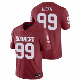 Men's Oklahoma Sooners Marcus Hicks #99 Crimson College Football Game Jersey