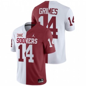 Men's Oklahoma Sooners Reggie Grimes White Crimson Split Jersey