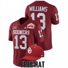 Caleb Williams Oklahoma Sooners 2021 Alamo Bowl Crimson CFP #13 Jersey