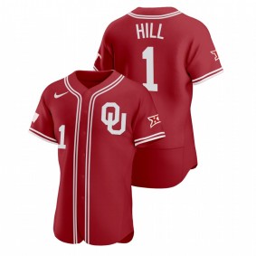 Men Oklahoma Sooners Jalen Hill #1 Red Vapor Prime College Baseball Jersey