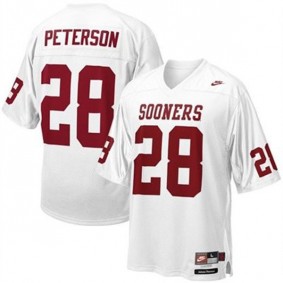 Youth Oklahoma Sooners #28 Adrian Peterson White Football Jersey