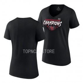 Oklahoma Sooners Black 2023 Big 12 Womens Basketball Regular Season Champs V Neck Women T-Shirt