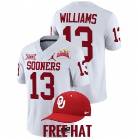 Oklahoma Sooners Caleb Williams #13 Free Hat Jersey White 2021 Alamo Bowl